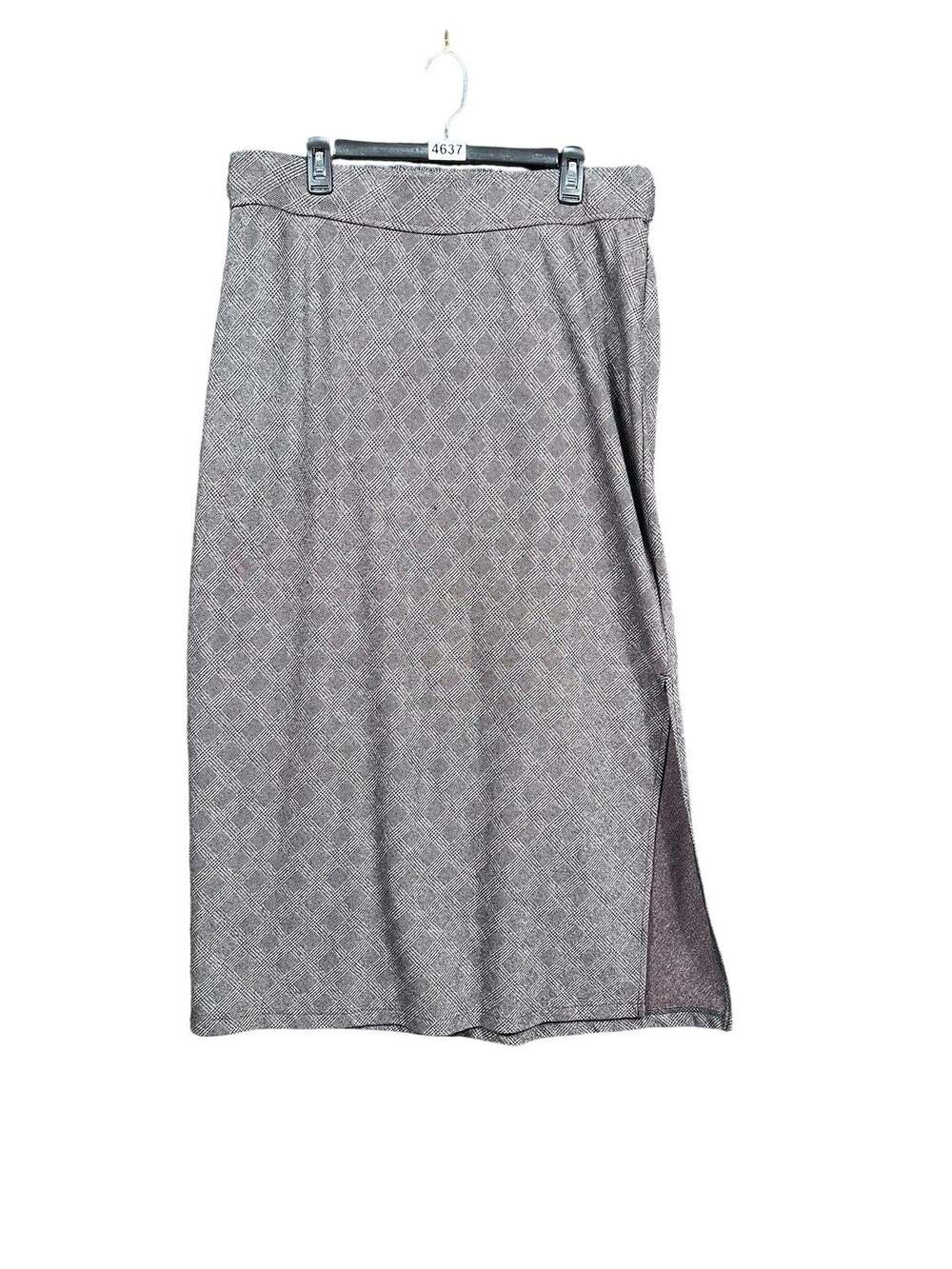 Venezia Jeans Skirt Womens 18/20 Brown Gray Plaid Pencil Stretch Midi Side Slit